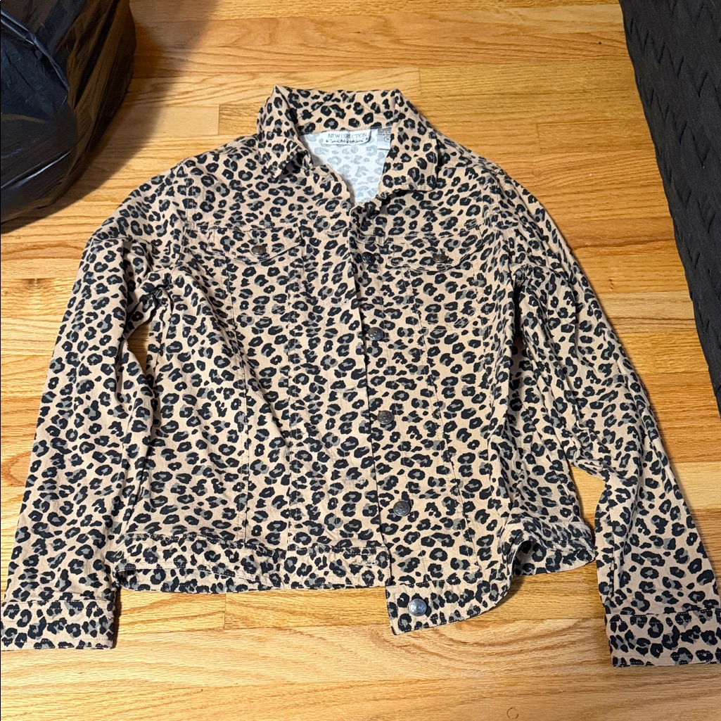 Leopard Print Trucker Jacket - Tan & Black